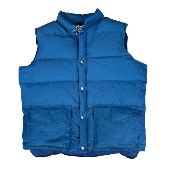 L.L. Bean Men's XL Blue Goose Down Puffer Trail Vest Snap Vintage Casual vintage - Picture 1 of 4